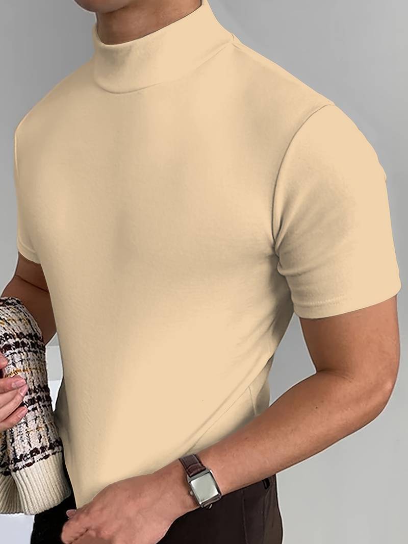 Caleb – elegantes t-shirt mit hohem kragen