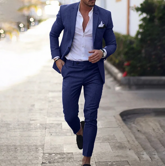 Business Outfit für Herren mit Blazer blau und Hose