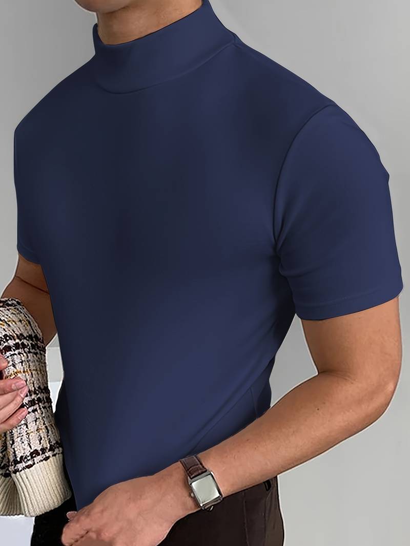 Caleb – elegantes t-shirt mit hohem kragen